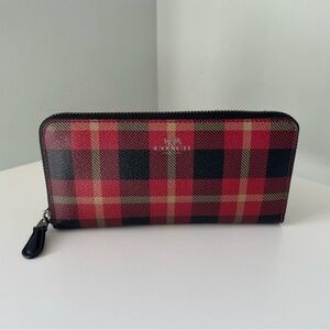 Coach Plaid Medium Zip Wallet